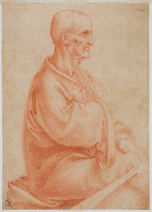 Yandan görülen oturan yaşlı adam, c. 1495 (kağıt üzerinde kan) by Francesco Melzi